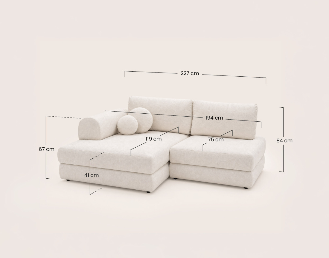 Canapé APRIL angle gauche 4 places convertible coffre velours texturé | Best Mobilier