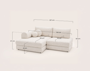 Canapé APRIL angle gauche 4 places convertible coffre velours texturé | Best Mobilier
