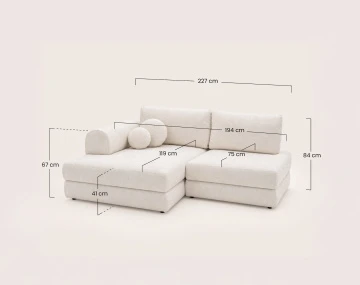 Canapé APRIL angle gauche 4 places convertible coffre velours texturé | Best Mobilier