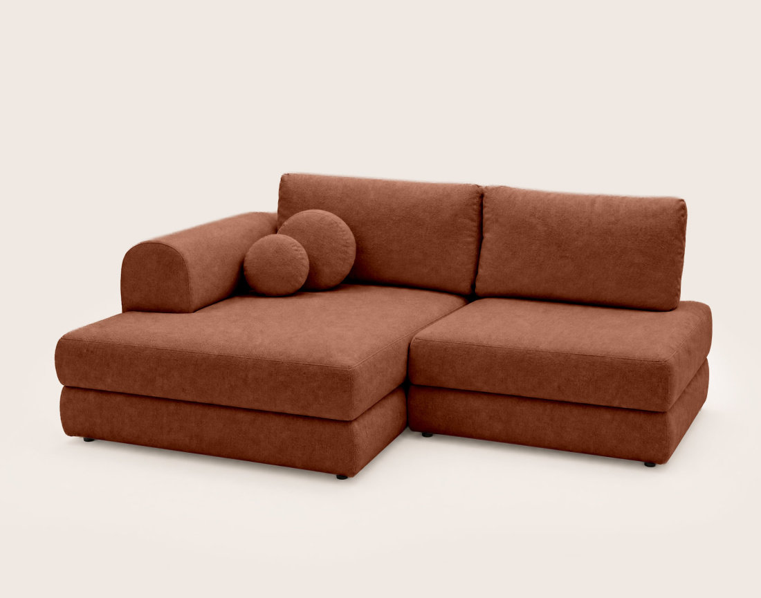 Canapé APRIL angle gauche 4 places convertible coffre velours texturé | Best Mobilier
