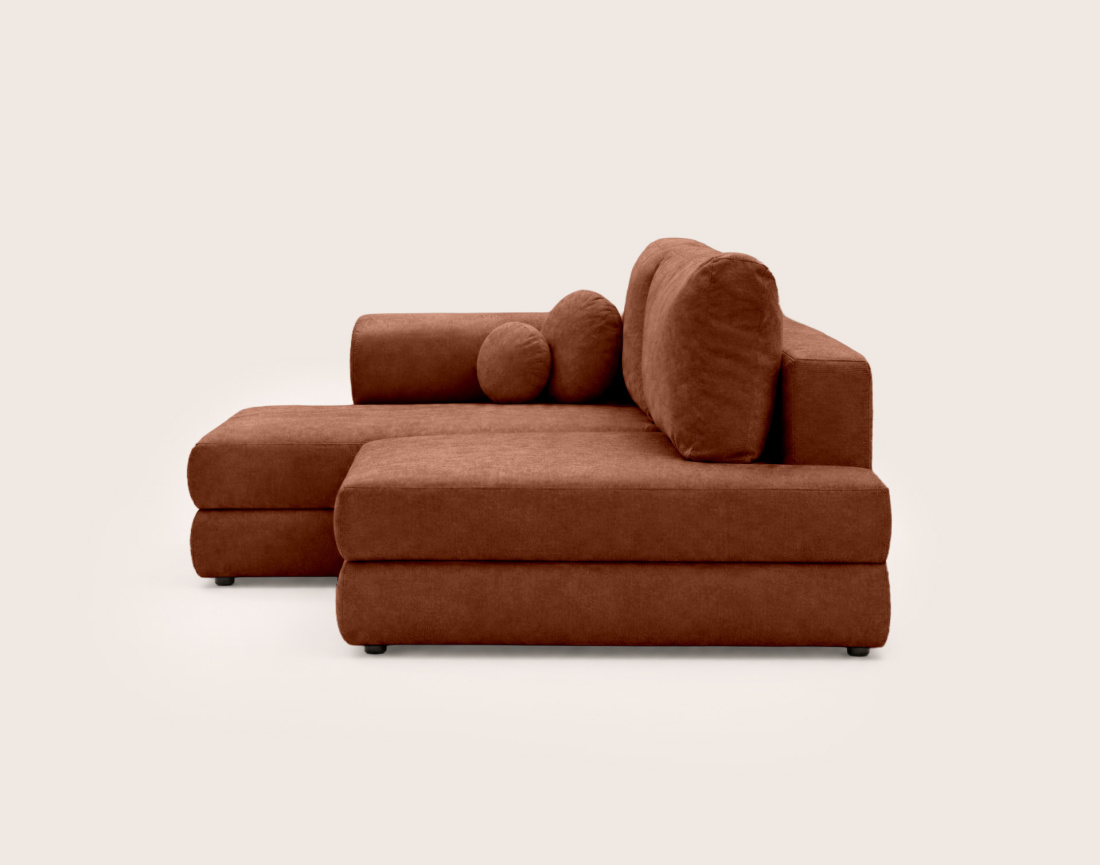 Canapé APRIL angle gauche 4 places convertible coffre velours texturé | Best Mobilier