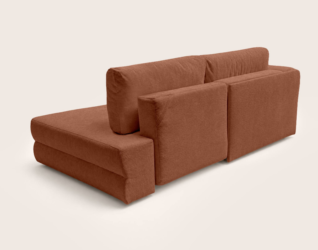 Canapé APRIL angle gauche 4 places convertible coffre velours texturé | Best Mobilier