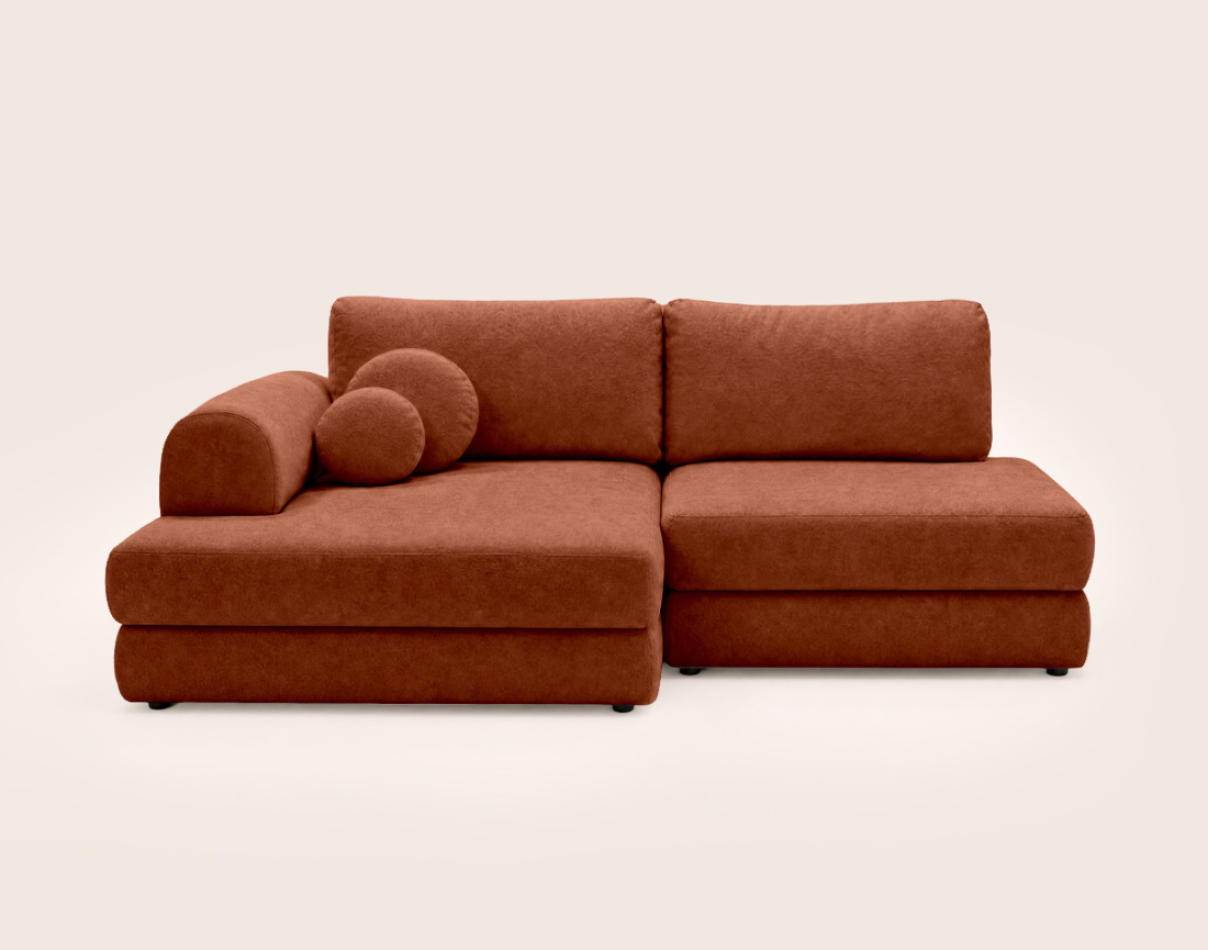 Canapé APRIL angle gauche 4 places convertible coffre velours texturé | Best Mobilier