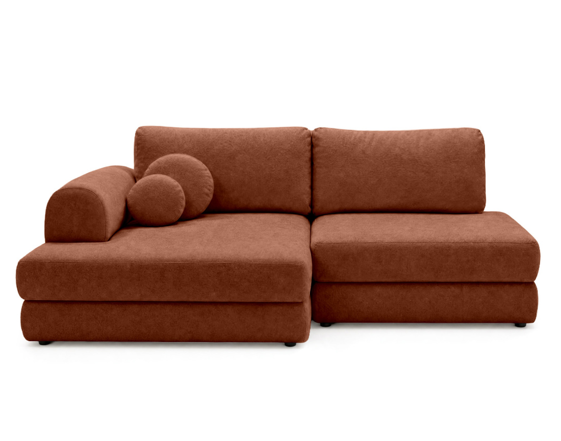 Canapé APRIL angle gauche 4 places convertible coffre velours texturé | Best Mobilier