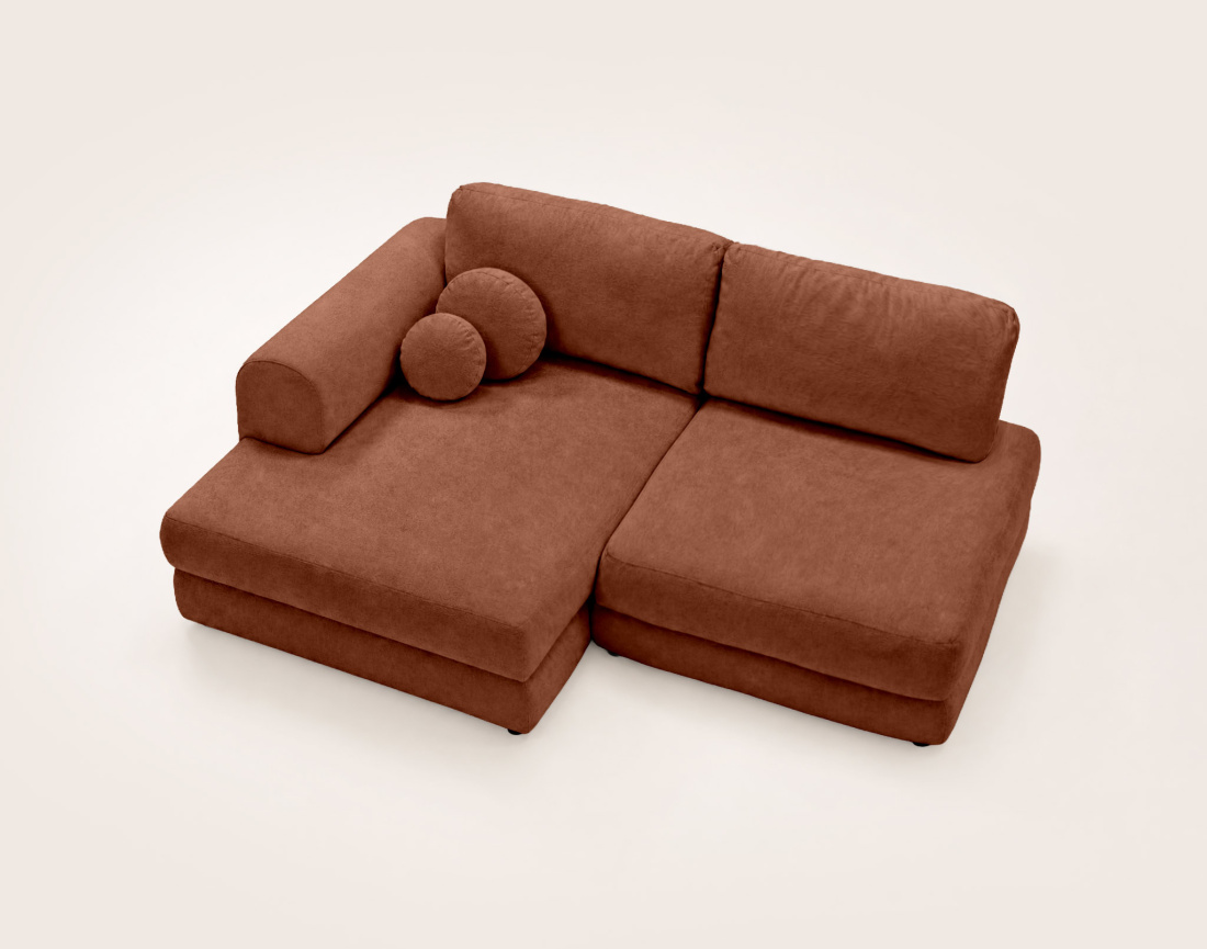 Canapé APRIL angle gauche 4 places convertible coffre velours texturé | Best Mobilier