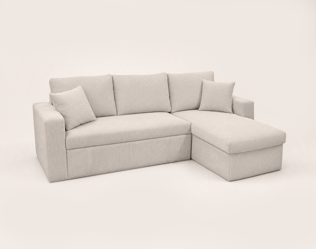 Canapé CYRUS d'angle réversible 4 places convertible coffre velours côtelé - Best Mobilier