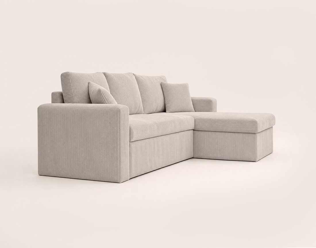 Canapé CYRUS d'angle réversible 4 places convertible coffre velours côtelé - Best Mobilier