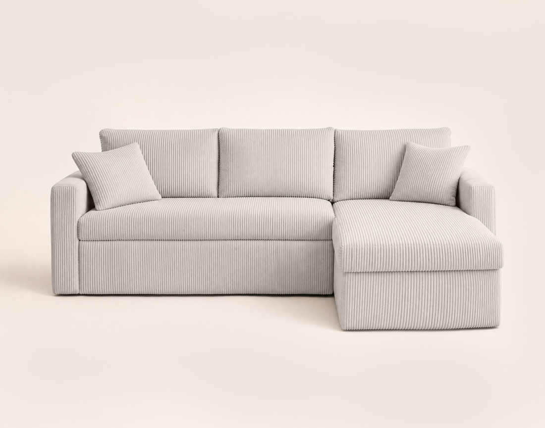 Canapé CYRUS d'angle réversible 4 places convertible coffre velours côtelé - Best Mobilier