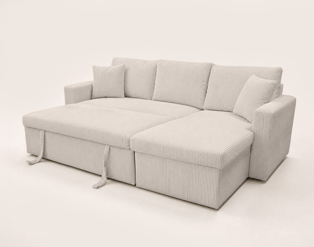 Canapé CYRUS d'angle réversible 4 places convertible coffre velours côtelé - Best Mobilier
