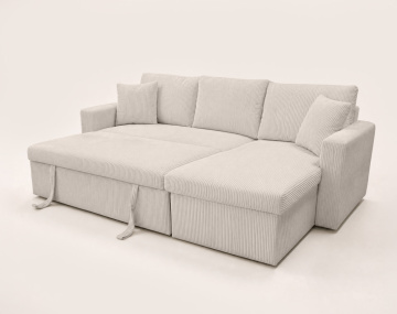 Canapé CYRUS d'angle réversible 4 places convertible coffre velours côtelé - Best Mobilier