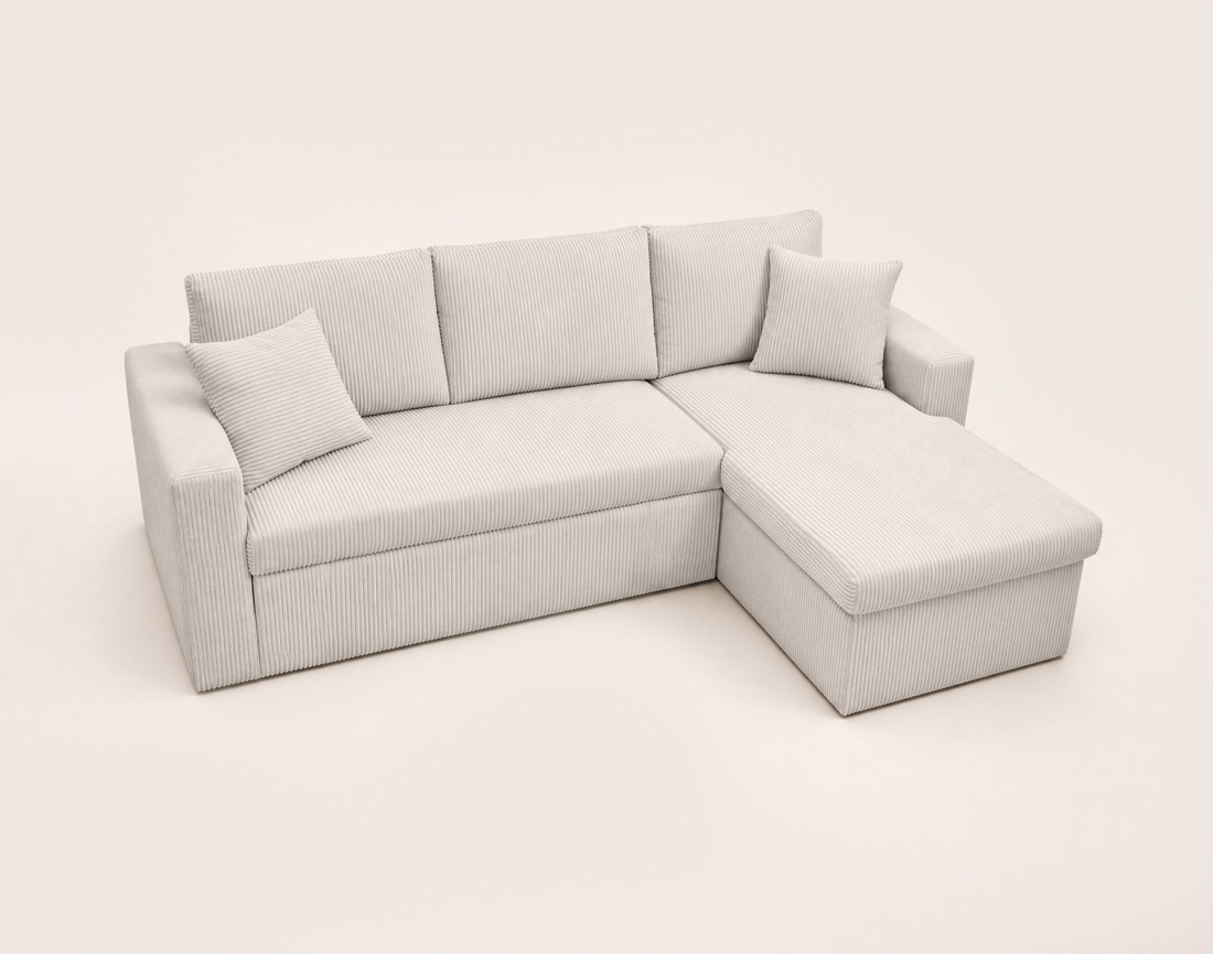 Canapé CYRUS d'angle réversible 4 places convertible coffre velours côtelé - Best Mobilier