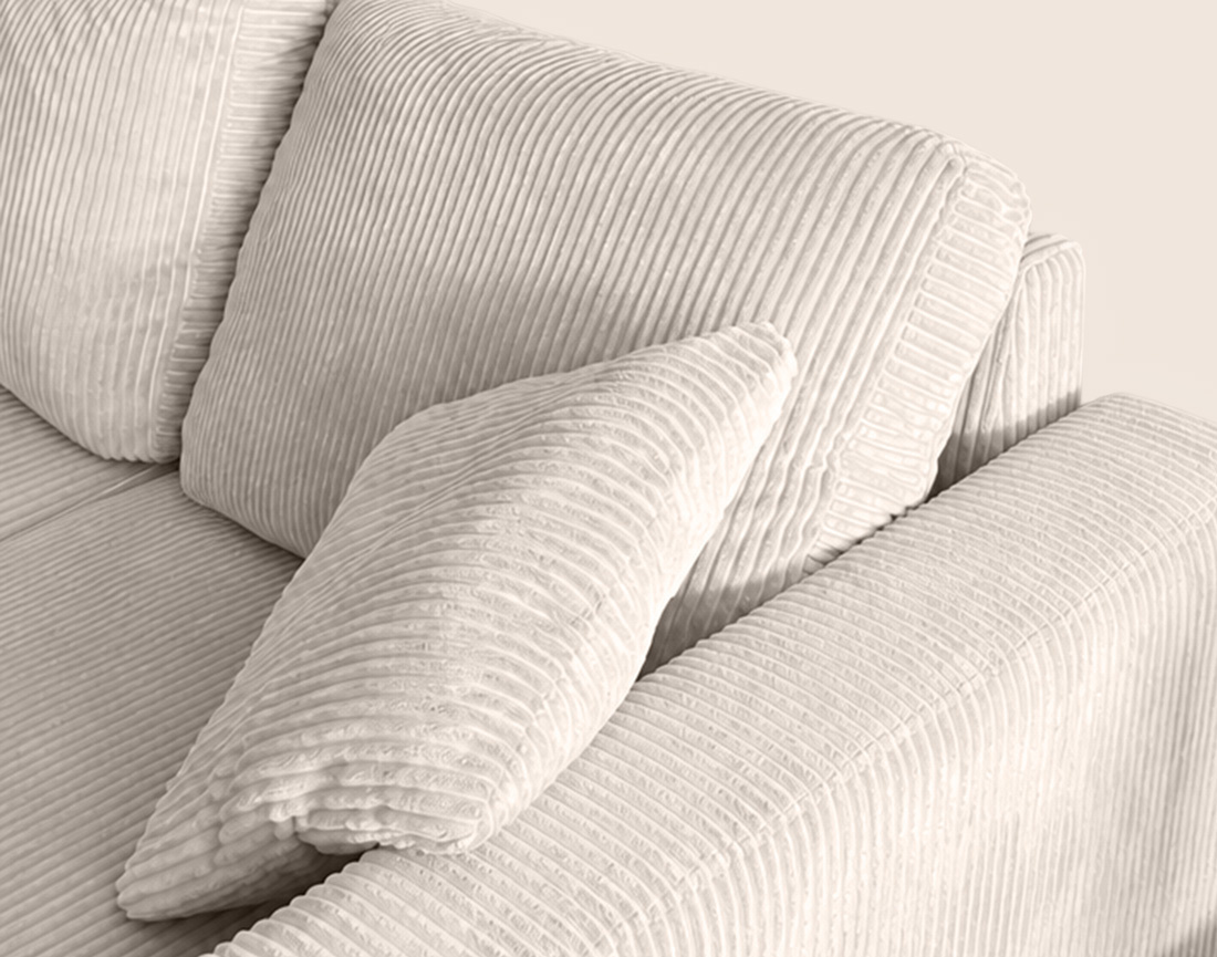 Canapé CYRUS d'angle réversible 4 places convertible coffre velours côtelé - Best Mobilier
