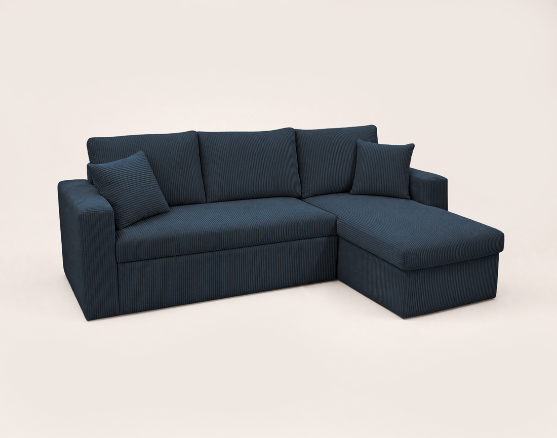 Canapé CYRUS d'angle réversible 4 places convertible coffre velours côtelé - Best Mobilier