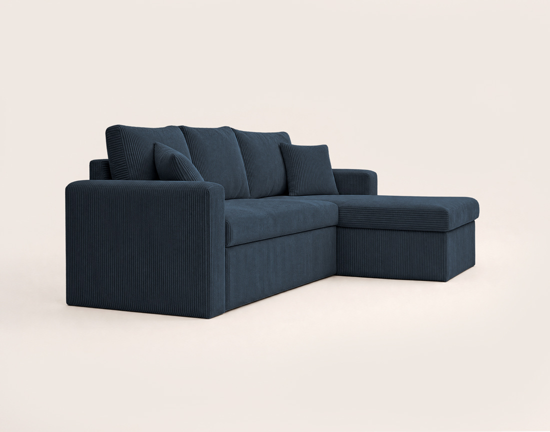 Canapé CYRUS d'angle réversible 4 places convertible coffre velours côtelé - Best Mobilier