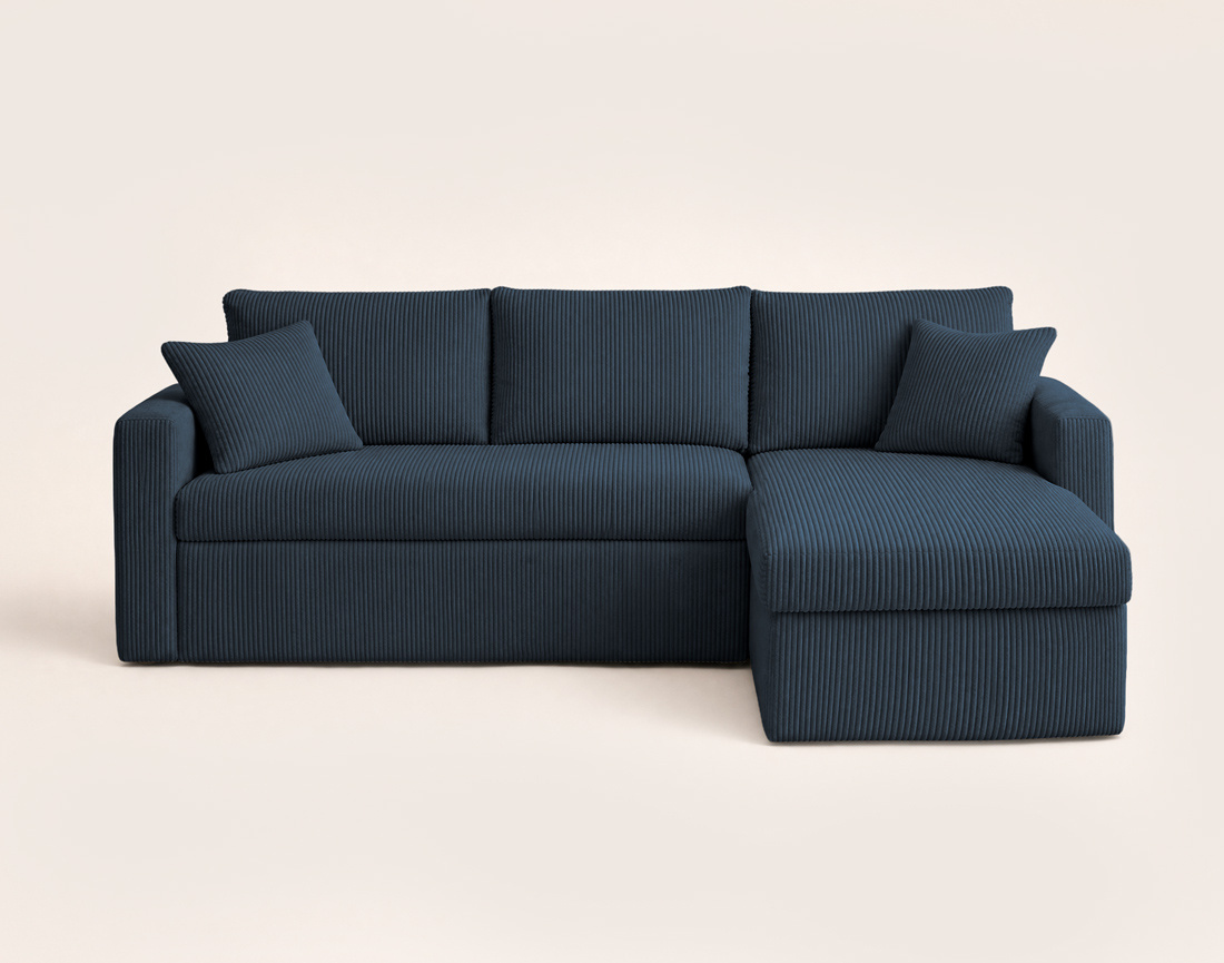 Canapé CYRUS d'angle réversible 4 places convertible coffre velours côtelé - Best Mobilier