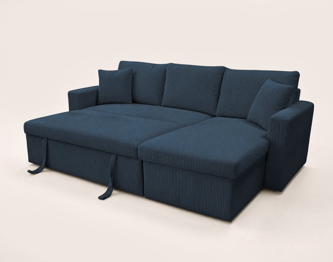 Canapé CYRUS d'angle réversible 4 places convertible coffre velours côtelé - Best Mobilier