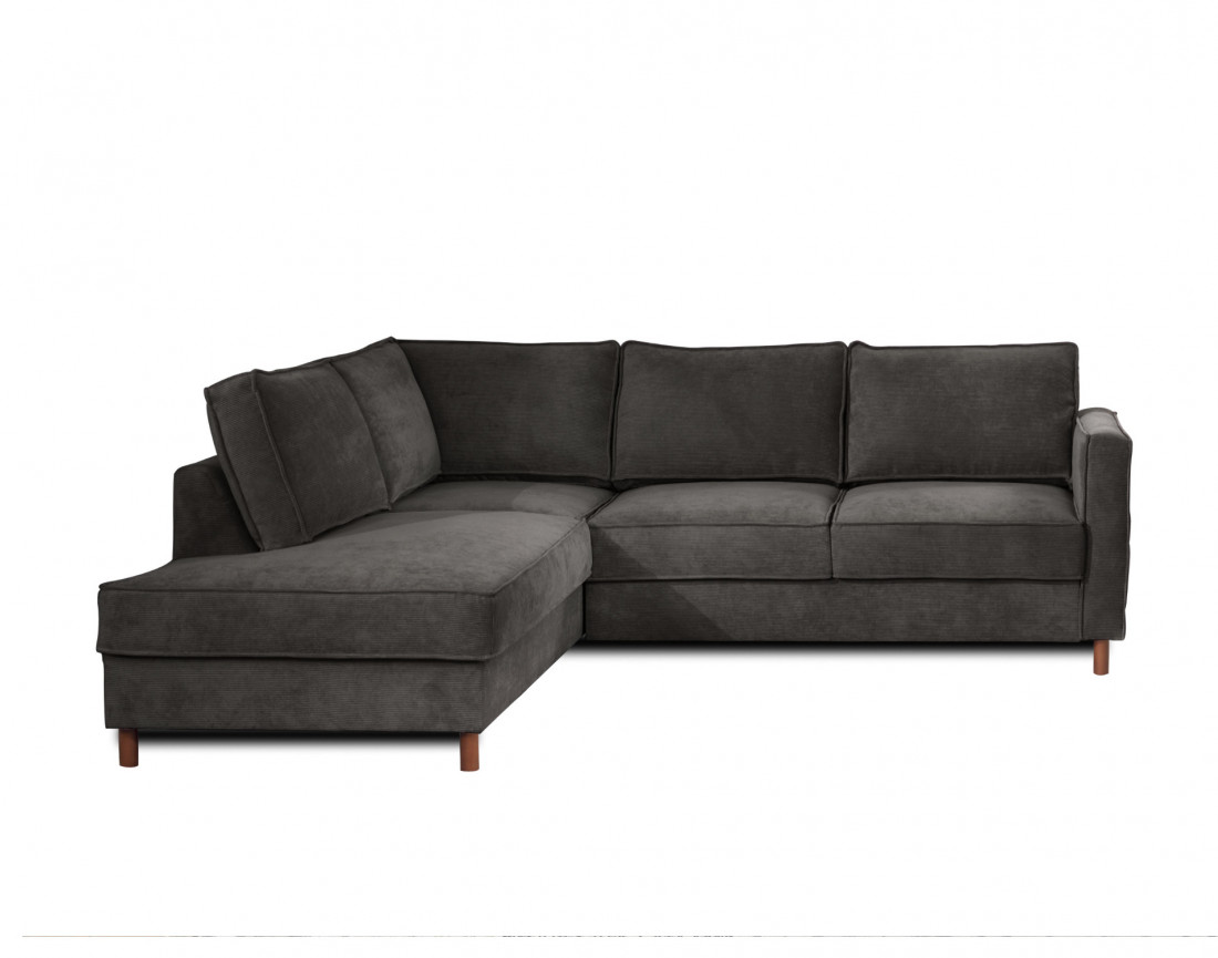 Canapé d'angle gauche convertible 5 places en velours côtelé Jake