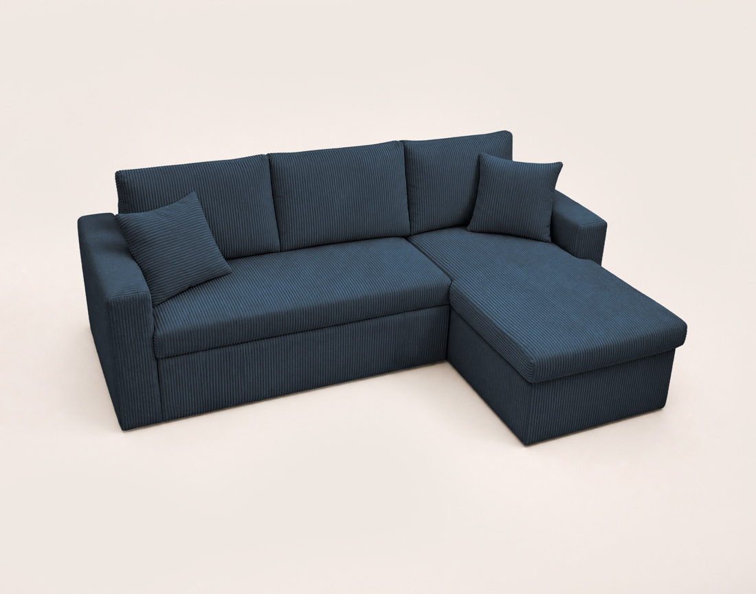Canapé CYRUS d'angle réversible 4 places convertible coffre velours côtelé - Best Mobilier