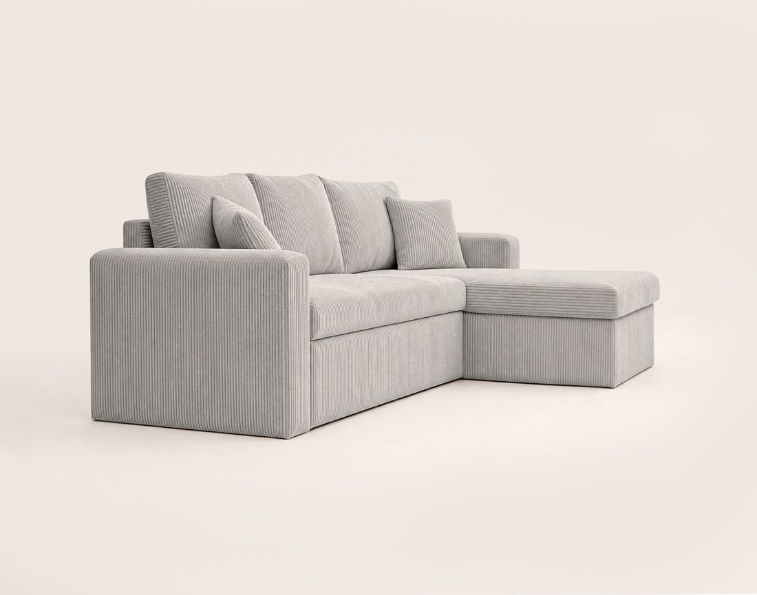 Canapé CYRUS d'angle réversible 4 places convertible coffre velours côtelé - Best Mobilier