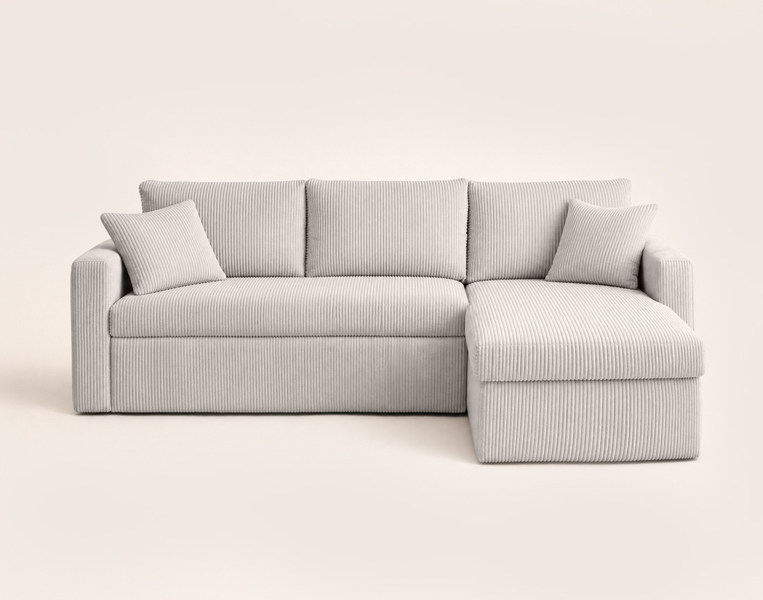 Canapé CYRUS d'angle réversible 4 places convertible coffre velours côtelé - Best Mobilier