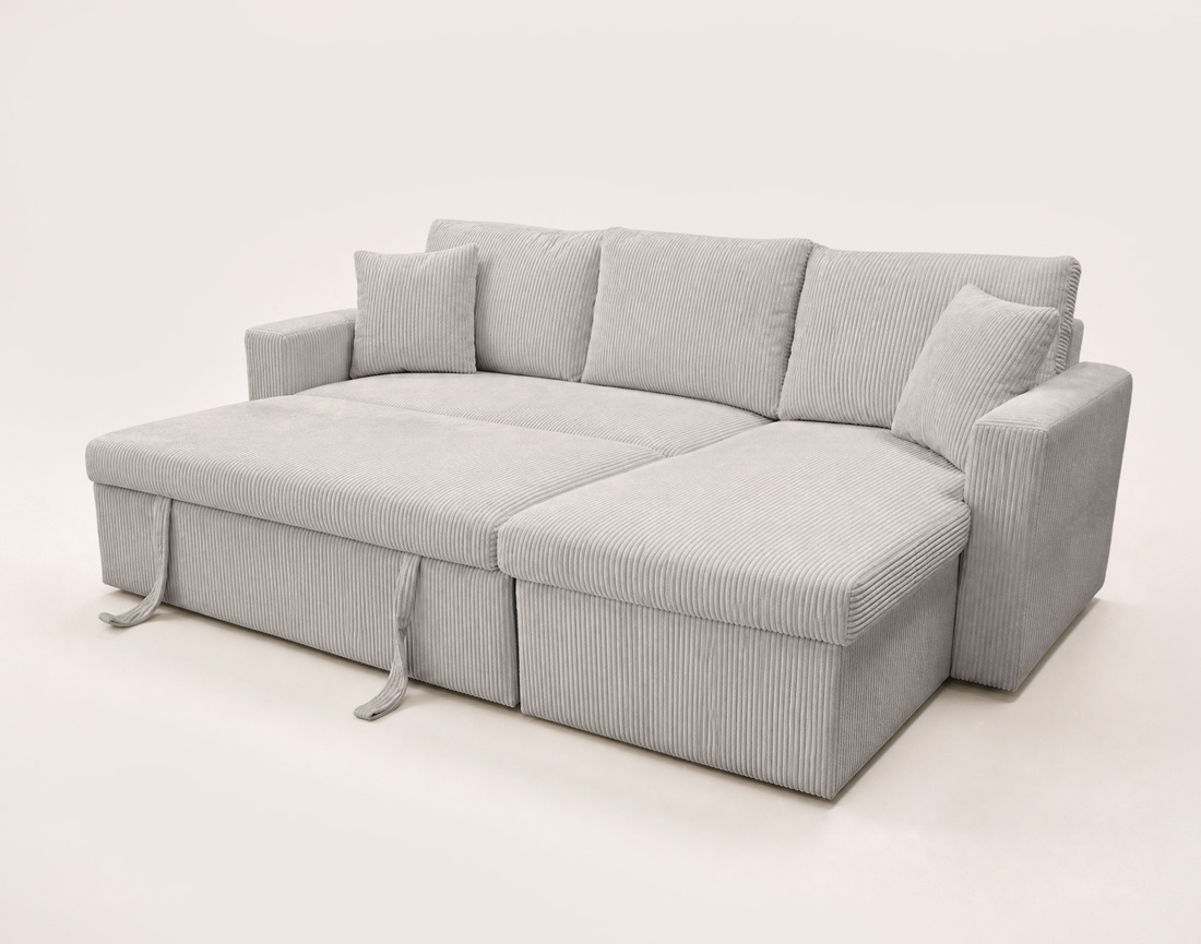 Canapé CYRUS d'angle réversible 4 places convertible coffre velours côtelé - Best Mobilier