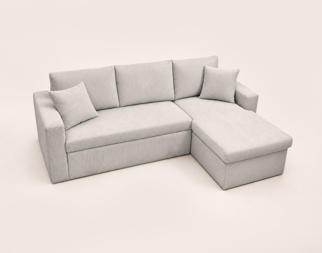 Canapé CYRUS d'angle réversible 4 places convertible coffre velours côtelé - Best Mobilier
