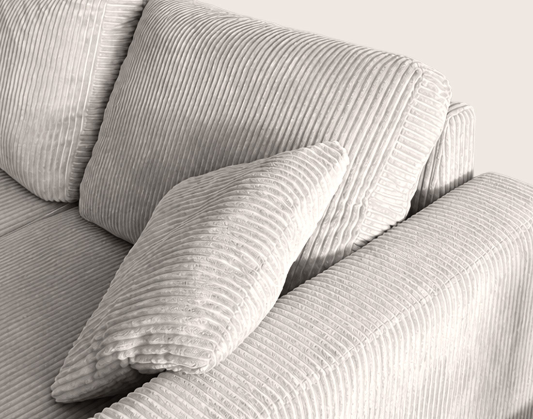 Canapé CYRUS d'angle réversible 4 places convertible coffre velours côtelé - Best Mobilier
