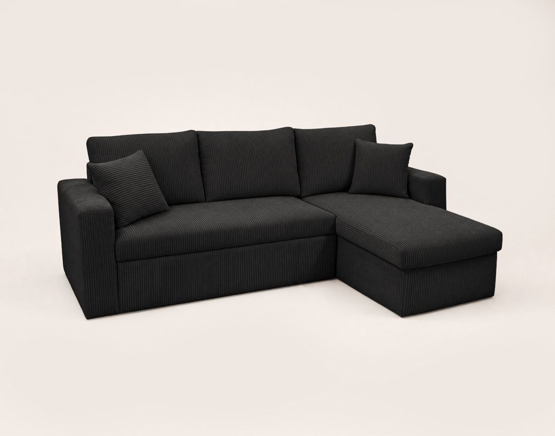 Canapé CYRUS d'angle réversible 4 places convertible coffre velours côtelé - Best Mobilier