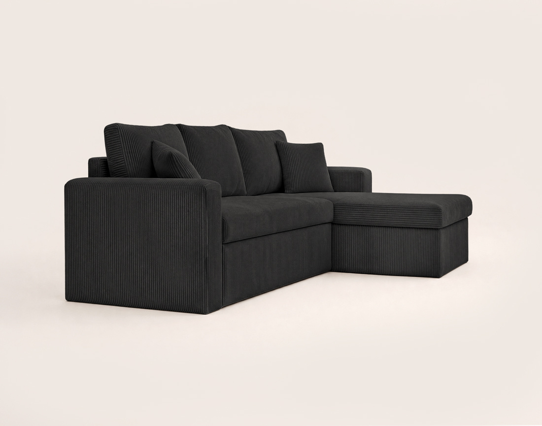 Canapé CYRUS d'angle réversible 4 places convertible coffre velours côtelé - Best Mobilier