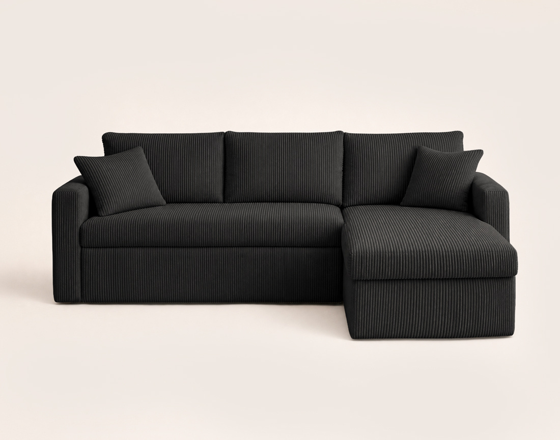 Canapé CYRUS d'angle réversible 4 places convertible coffre velours côtelé - Best Mobilier