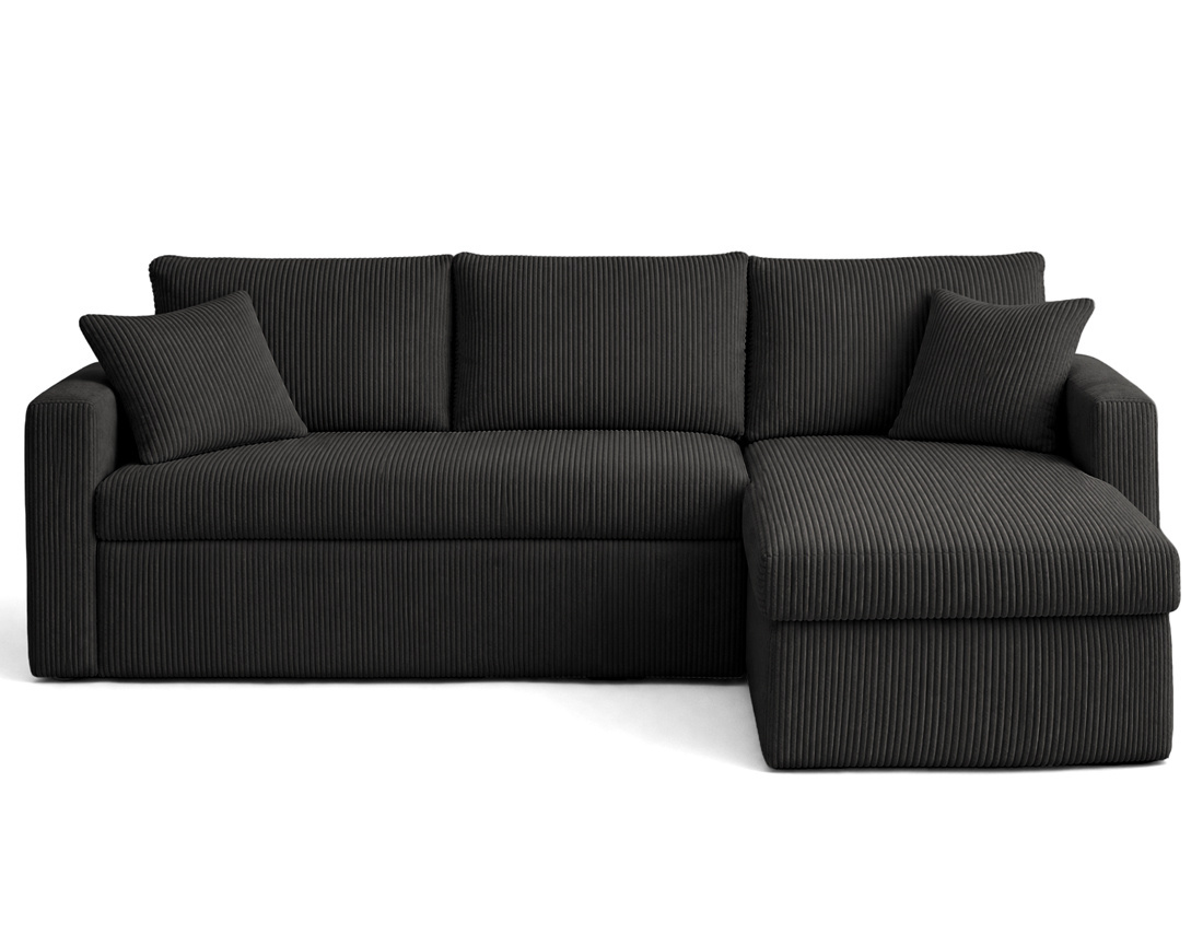 Canapé CYRUS d'angle réversible 4 places convertible coffre velours côtelé - Best Mobilier