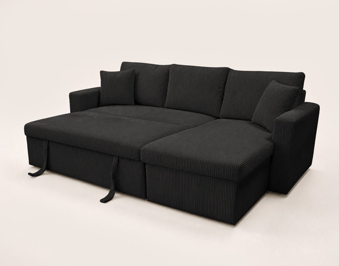 Canapé CYRUS d'angle réversible 4 places convertible coffre velours côtelé - Best Mobilier