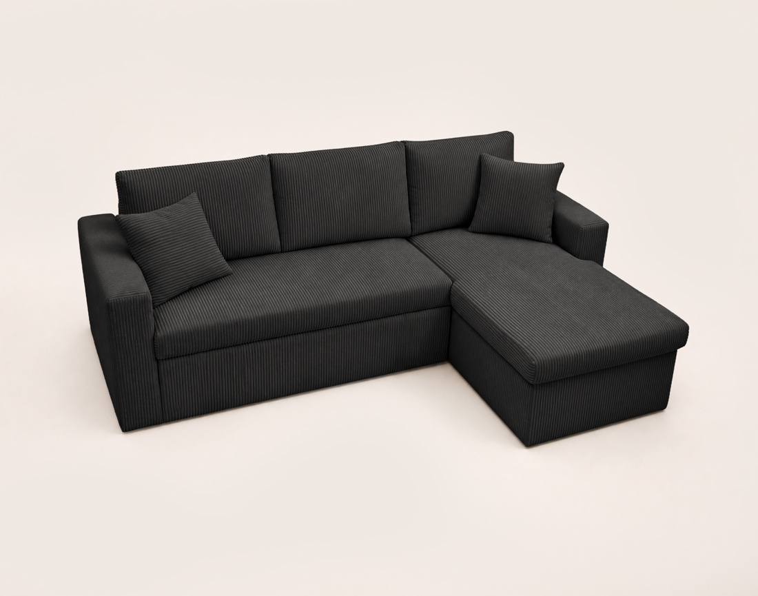 Canapé CYRUS d'angle réversible 4 places convertible coffre velours côtelé - Best Mobilier