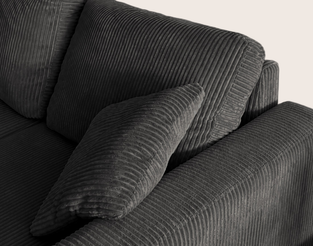 Canapé CYRUS d'angle réversible 4 places convertible coffre velours côtelé - Best Mobilier