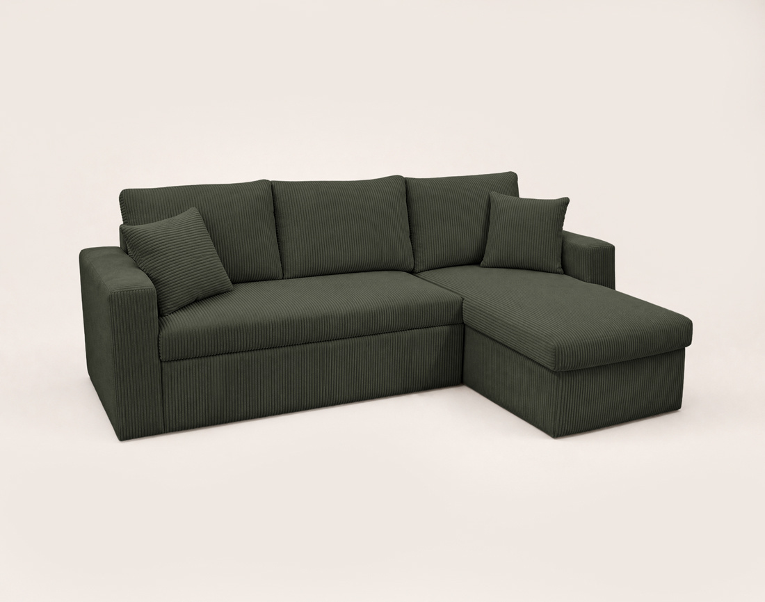 Canapé CYRUS d'angle réversible 4 places convertible coffre velours côtelé - Best Mobilier