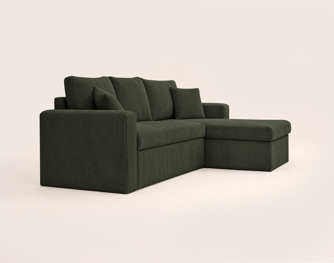 Canapé CYRUS d'angle réversible 4 places convertible coffre velours côtelé - Best Mobilier
