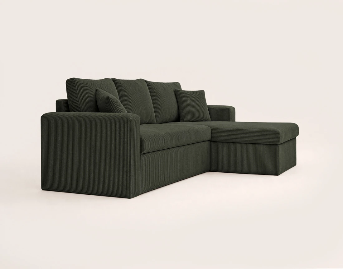 Canapé CYRUS d'angle réversible 4 places convertible coffre velours côtelé - Best Mobilier
