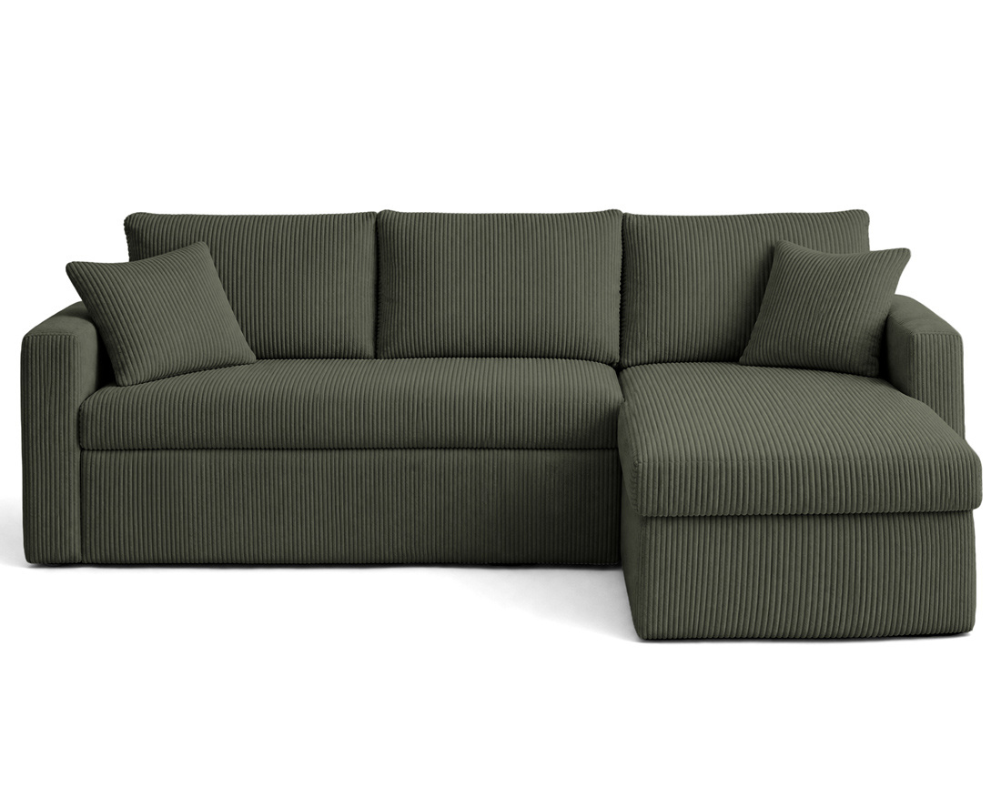 Canapé CYRUS d'angle réversible 4 places convertible coffre velours côtelé - Best Mobilier