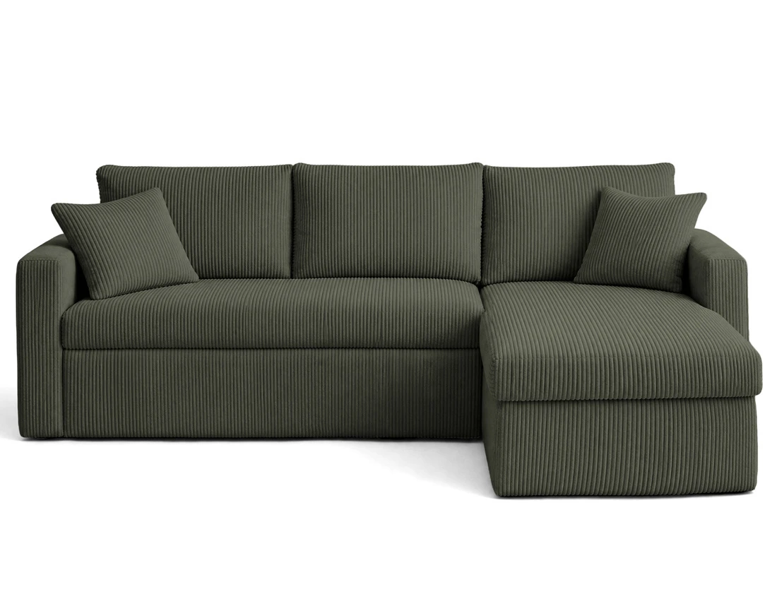 Canapé CYRUS d'angle réversible 4 places convertible coffre velours côtelé - Best Mobilier