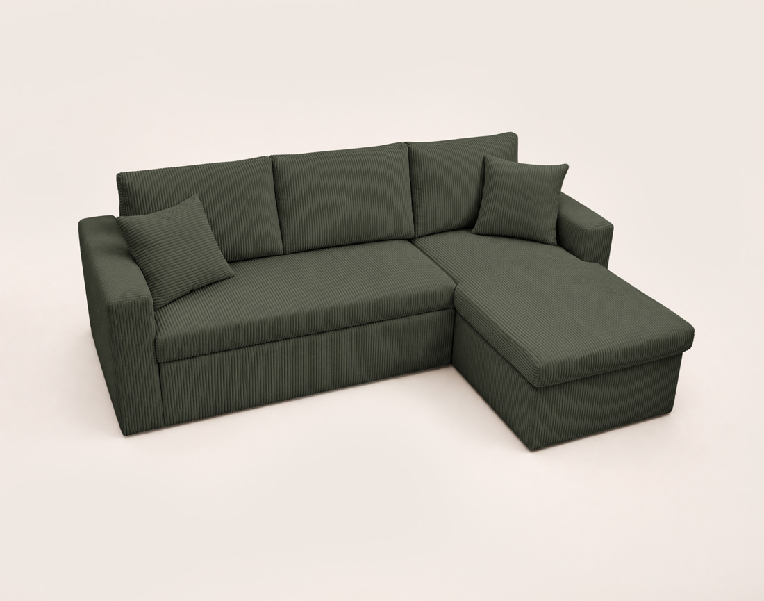 Canapé CYRUS d'angle réversible 4 places convertible coffre velours côtelé - Best Mobilier