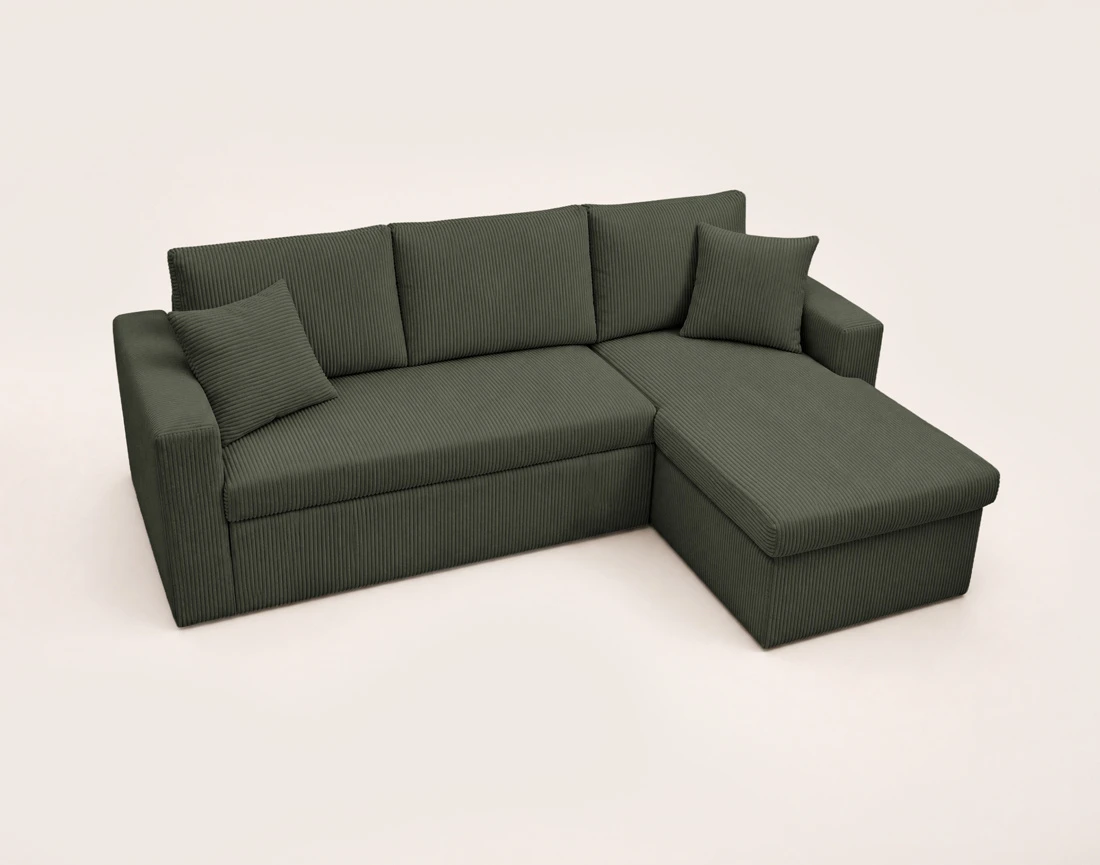 Canapé CYRUS d'angle réversible 4 places convertible coffre velours côtelé - Best Mobilier