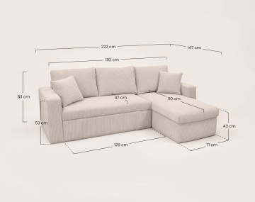 Canapé CYRUS d'angle réversible 4 places convertible coffre velours côtelé - Best Mobilier