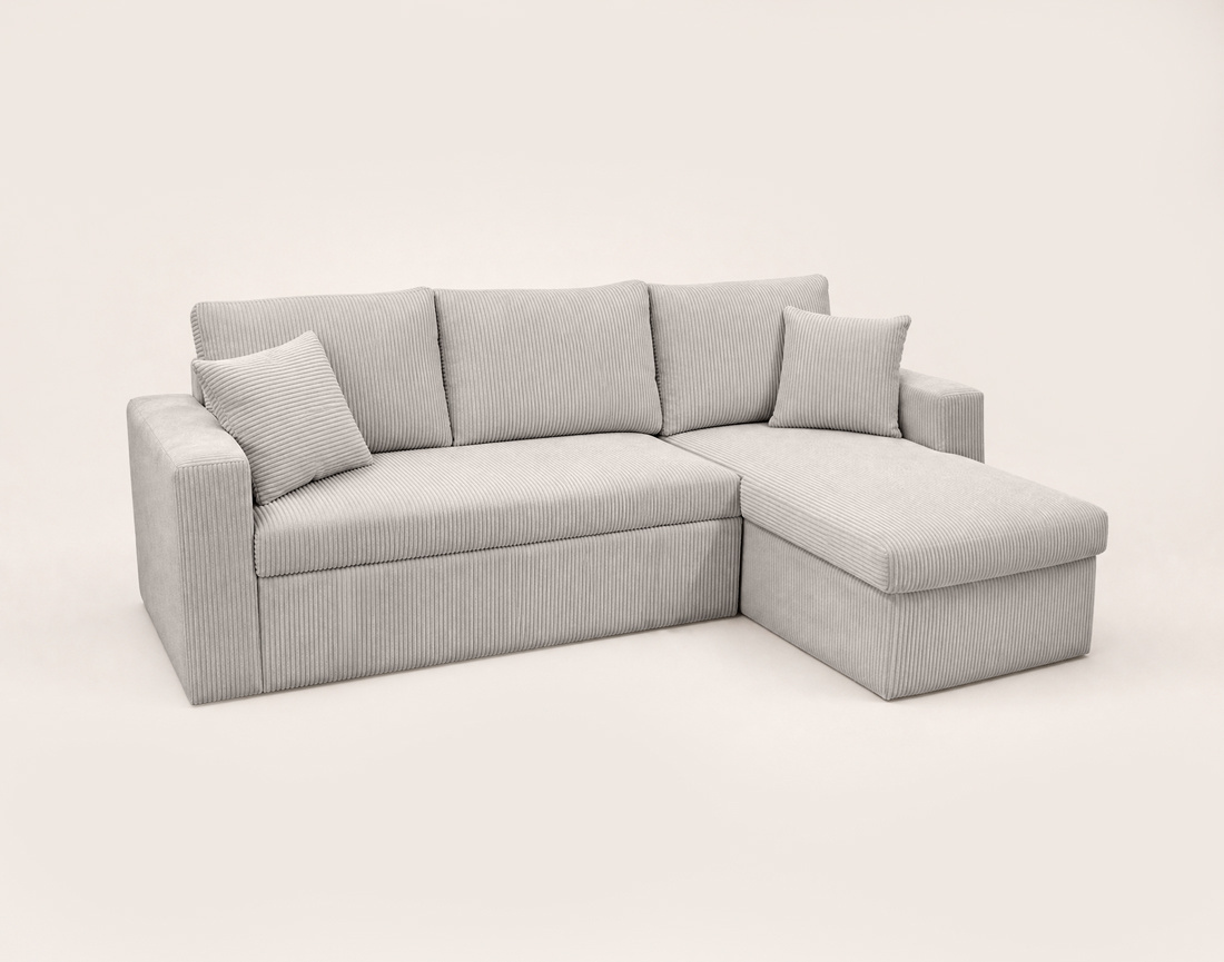 Canapé CYRUS d'angle réversible 4 places convertible coffre velours côtelé - Best Mobilier