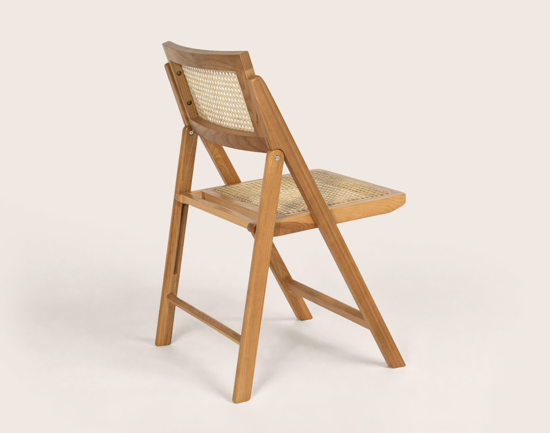Lot de 2 chaises LORENZO pliantes frêne massif et cannage | Best Mobilier