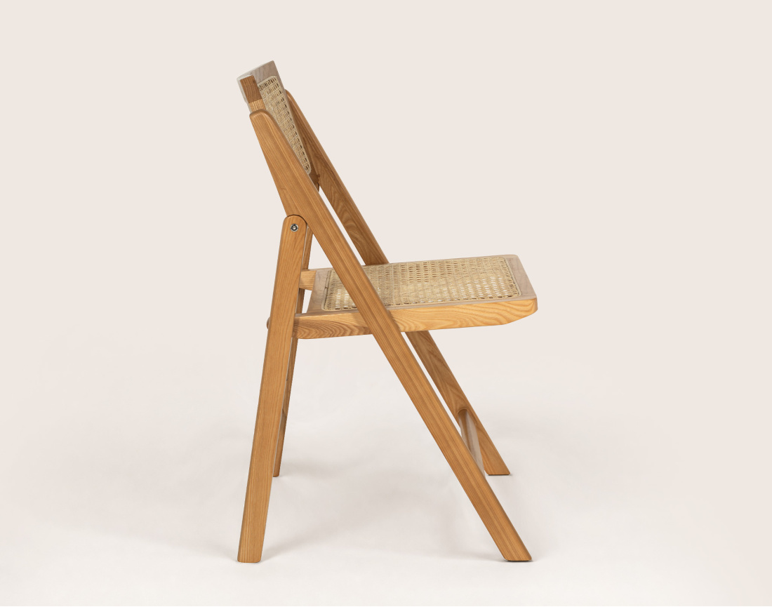 Lot de 2 chaises LORENZO pliantes frêne massif et cannage | Best Mobilier