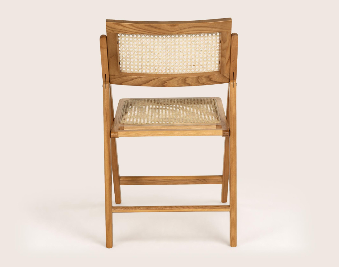 Lot de 2 chaises LORENZO pliantes frêne massif et cannage | Best Mobilier