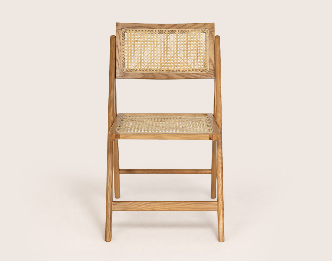 Lot de 2 chaises LORENZO pliantes frêne massif et cannage | Best Mobilier