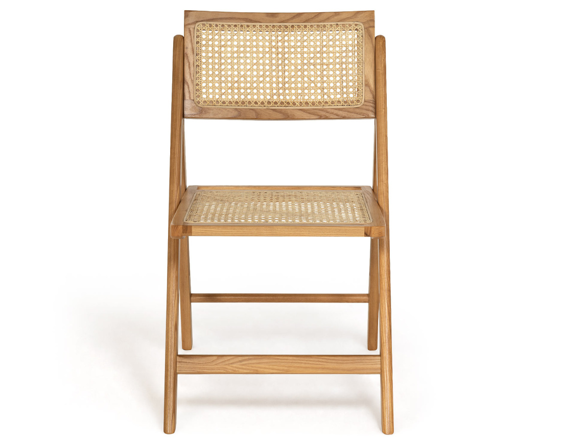 Lot de 2 chaises LORENZO pliantes frêne massif et cannage | Best Mobilier