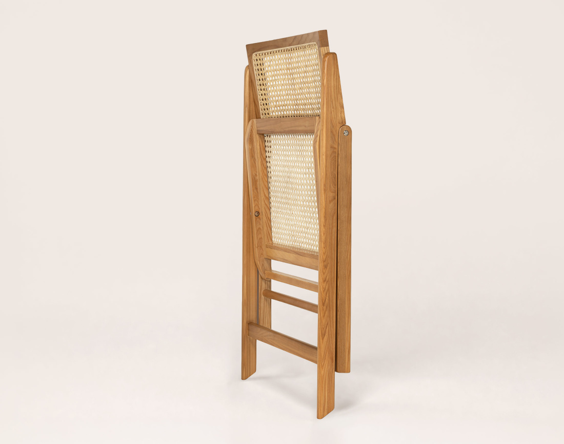 Lot de 2 chaises LORENZO pliantes frêne massif et cannage | Best Mobilier