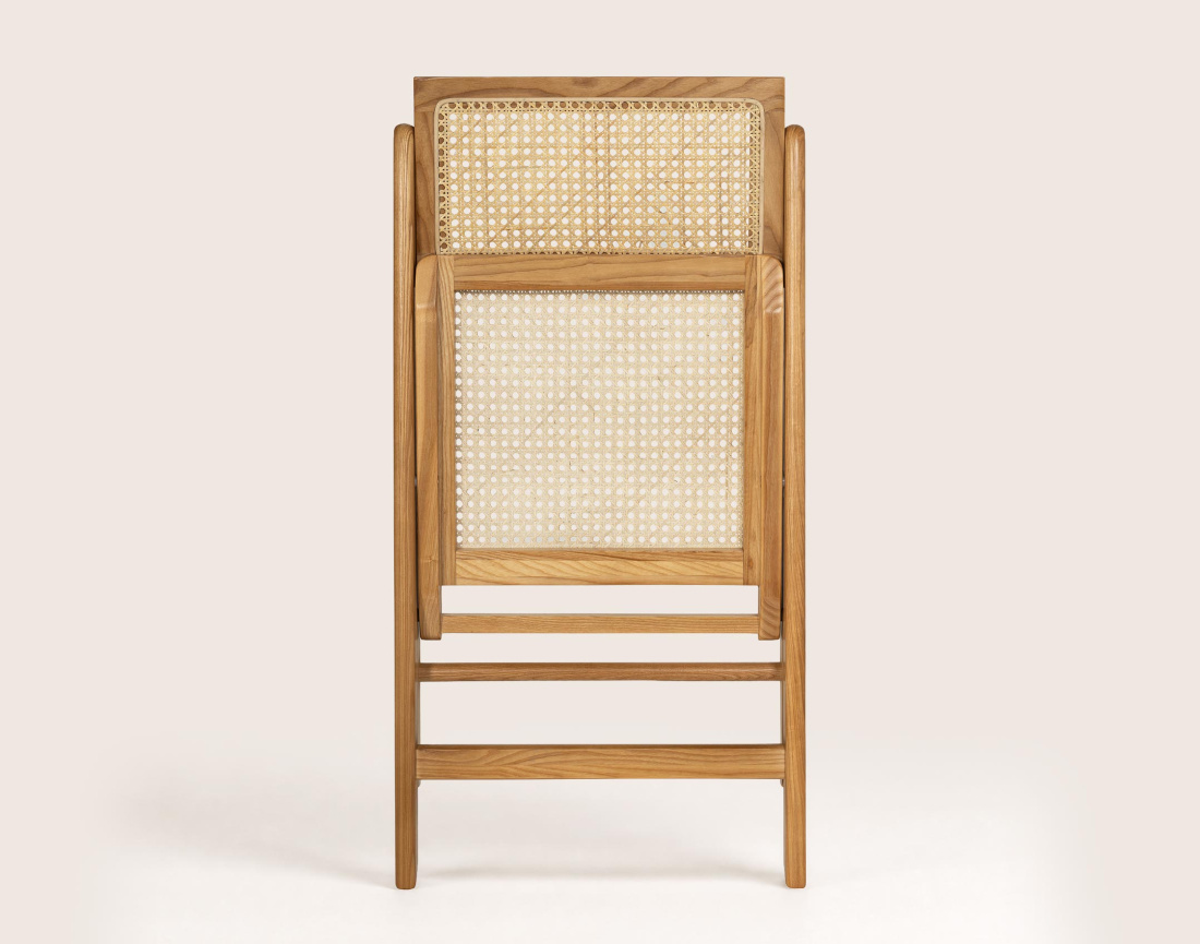 Lot de 2 chaises LORENZO pliantes frêne massif et cannage | Best Mobilier